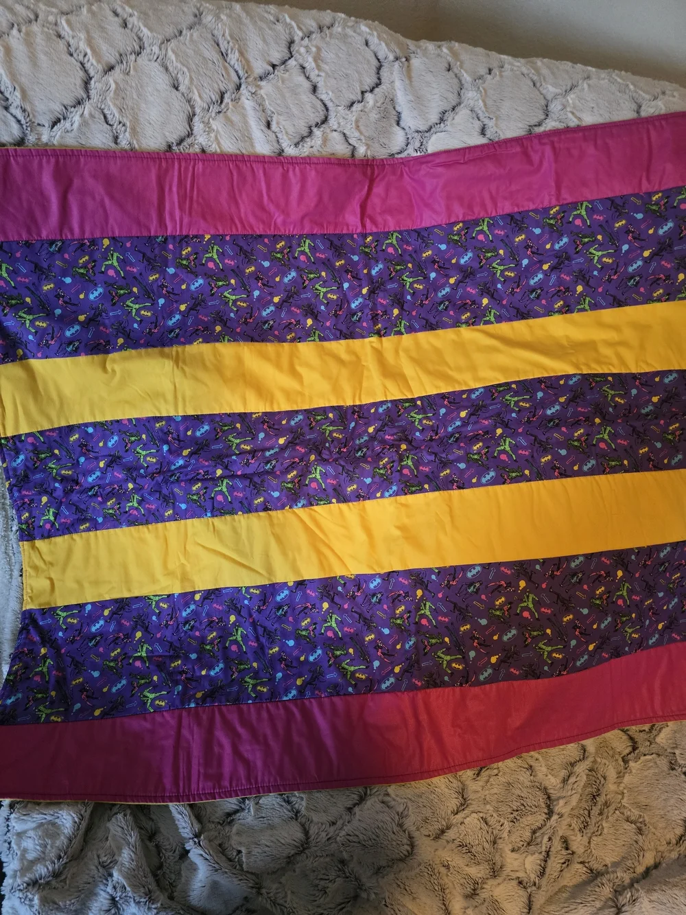 Rare Vintage DC Comics Purple Batman Villains Handmade Quilt Blanket 32x40 NWOT